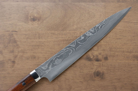 Takeshi Saji VG10 Black Damascus Sujihiki 240mm Ironwood Handle - Seisuke Knife