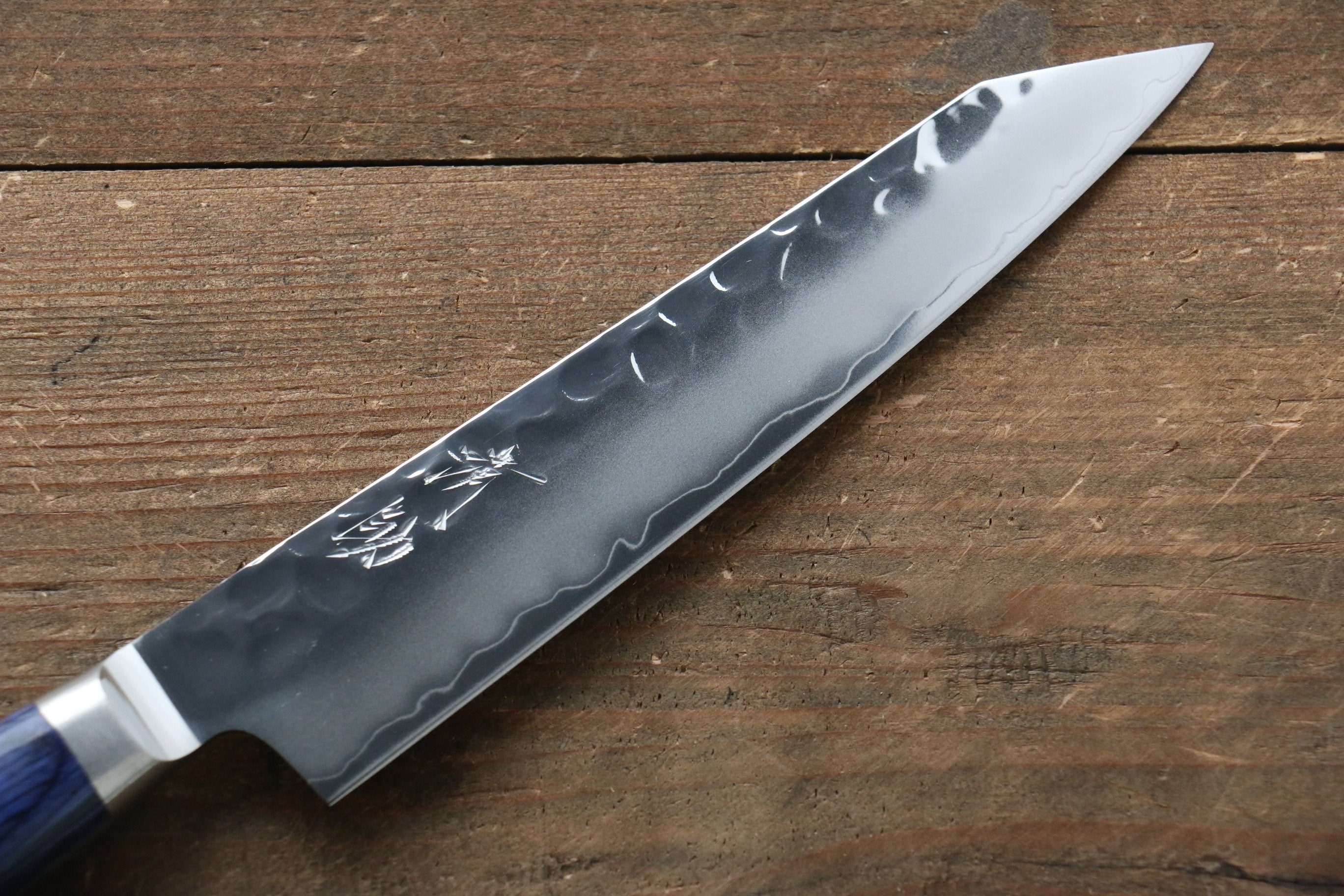 Seisuke Aotsuchi AUS10 Hammered Kiritsuke Petty-Utility 140mm Blue Pakka wood Handle - Seisuke Knife