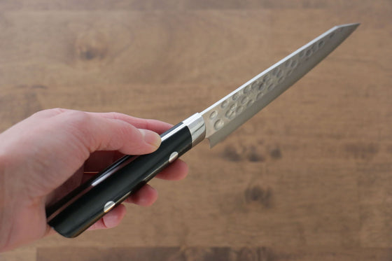 Takeshi Saji SRS13 Hammered Kiritsuke Petty-Utility 135mm Black Micarta Handle - Seisuke Knife