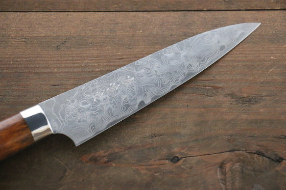 Takeshi Saji SG2 Diamond Finish Damascus Petty Japanese Chef Knife 135mm wtih Ironwood handle - Seisuke Knife