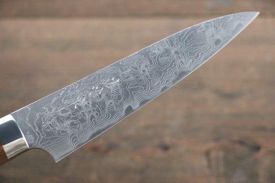 Takeshi Saji SG2 Diamond Finish Damascus Petty Japanese Chef Knife 135mm wtih Ironwood handle - Seisuke Knife