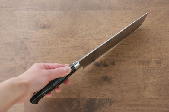 Takeshi Saji Blue Steel No.2 Colored Damascus Nakiri 165mm Black Micarta Handle - Seisuke Knife