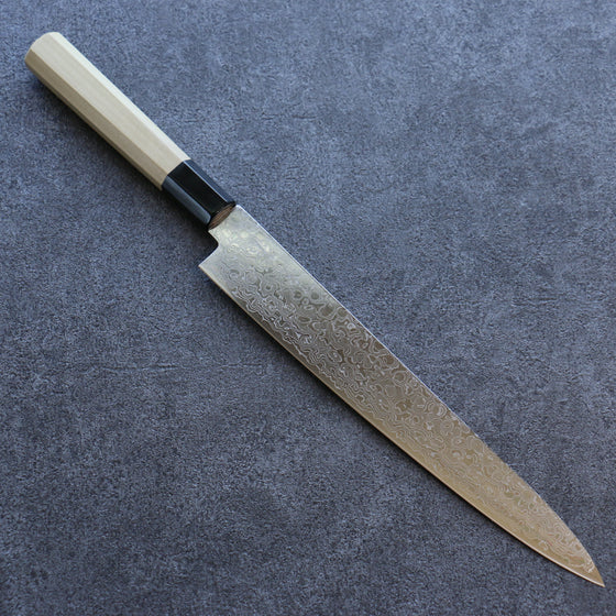 Misuzu AUS10 Damascus Migaki Finished Sujihiki 240mm Magnolia Handle - Seisuke Knife