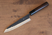  Anryu Blue Super Hammered Black Finished Petty-Utility  150mm Shitan Handle - Seisuke Knife