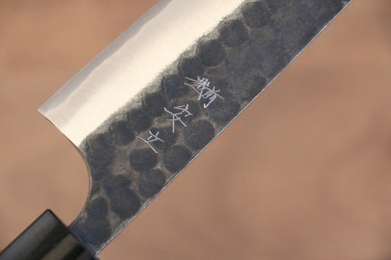 Anryu Blue Super Hammered Black Finished Petty-Utility  150mm Shitan Handle - Seisuke Knife
