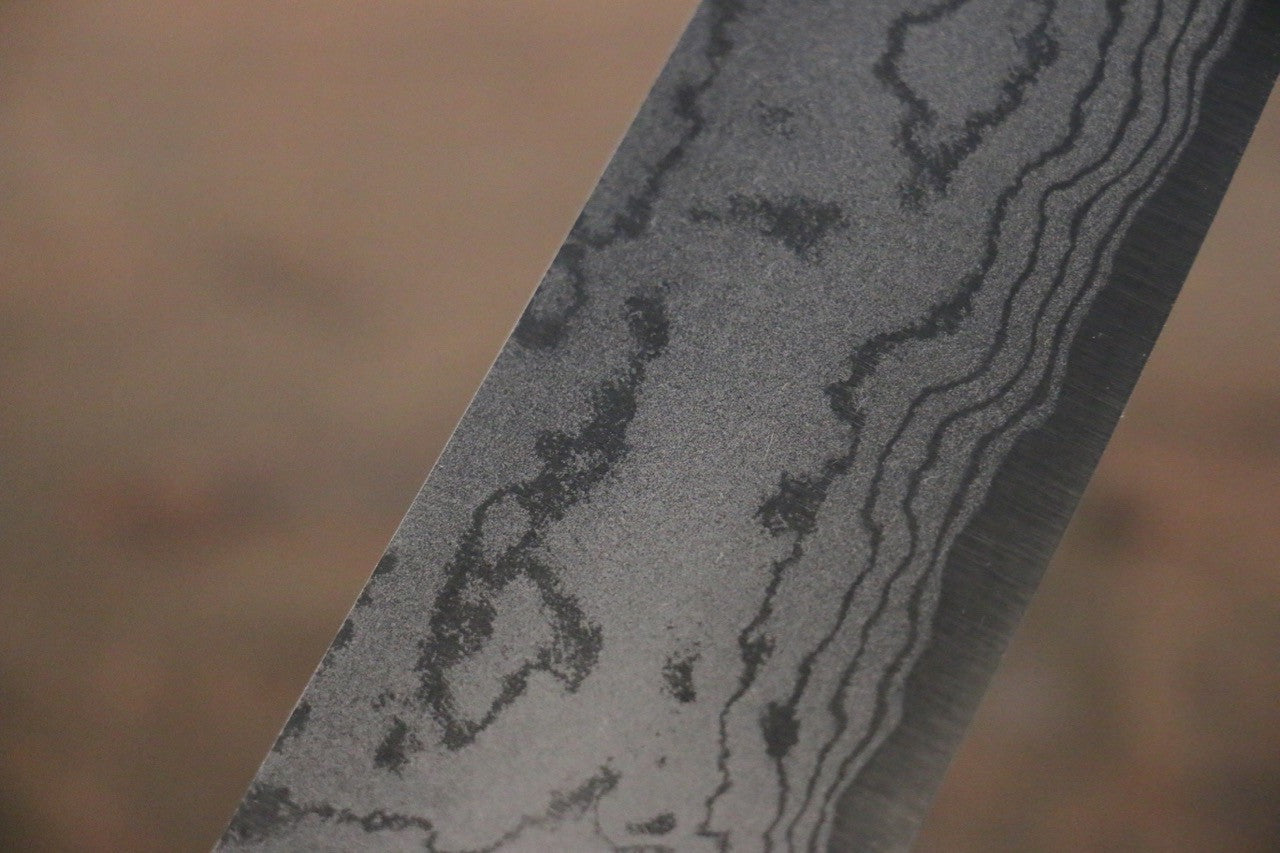Shungo Ogata White Steel No.2 Damascus Migaki Finished Santoku 180mm Shitan Handle - Seisuke Knife