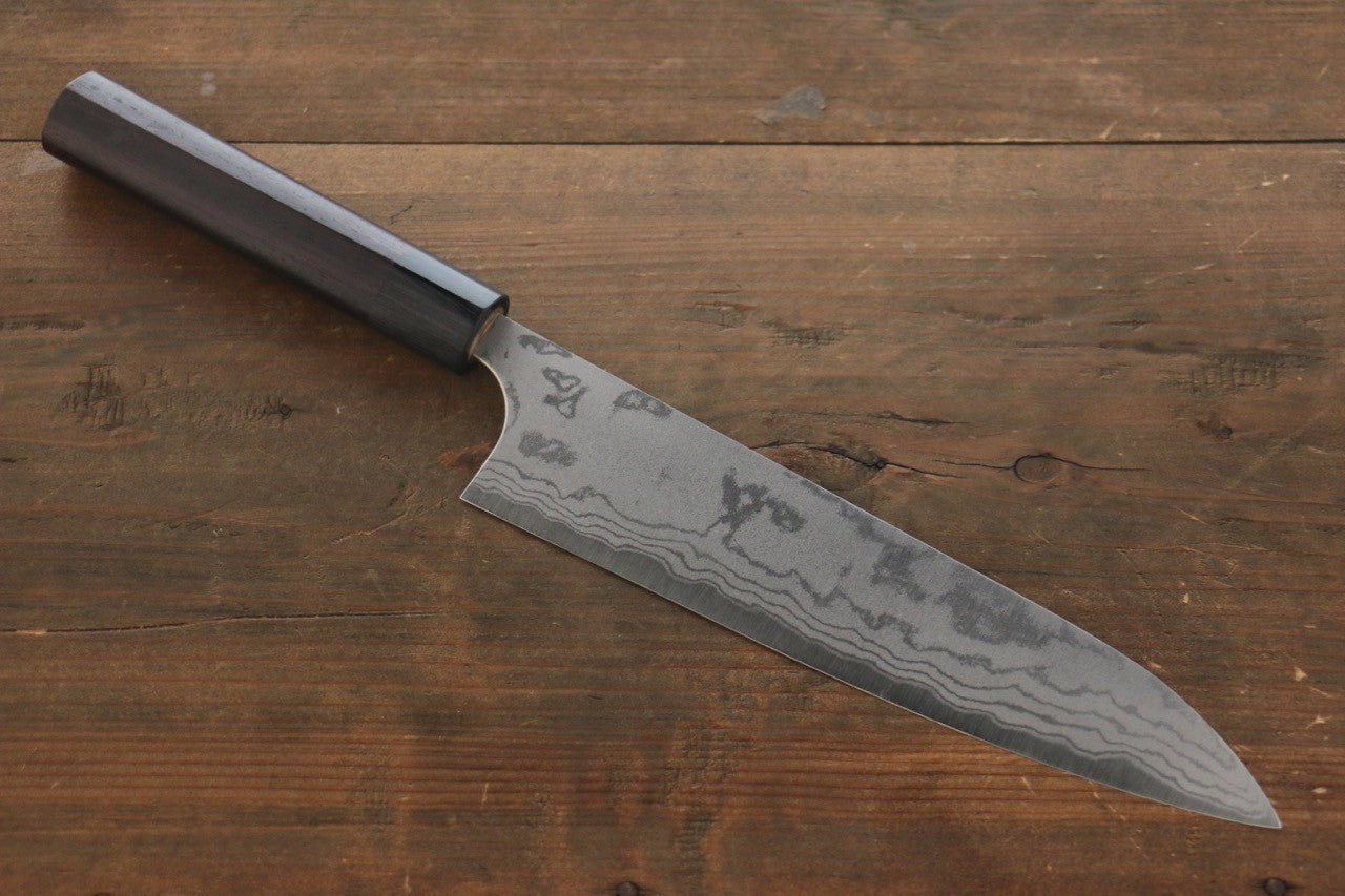 Shungo Ogata White Steel No.2 Damascus Migaki Finished Gyuto 210mm Shitan Handle - Seisuke Knife