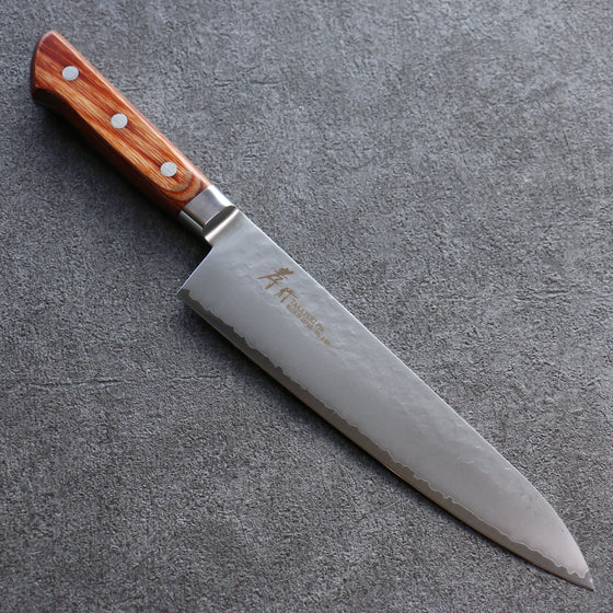 Sakai Takayuki VG5 Hammered Gyuto 210mm Brown Pakka wood Handle - Seisuke Knife