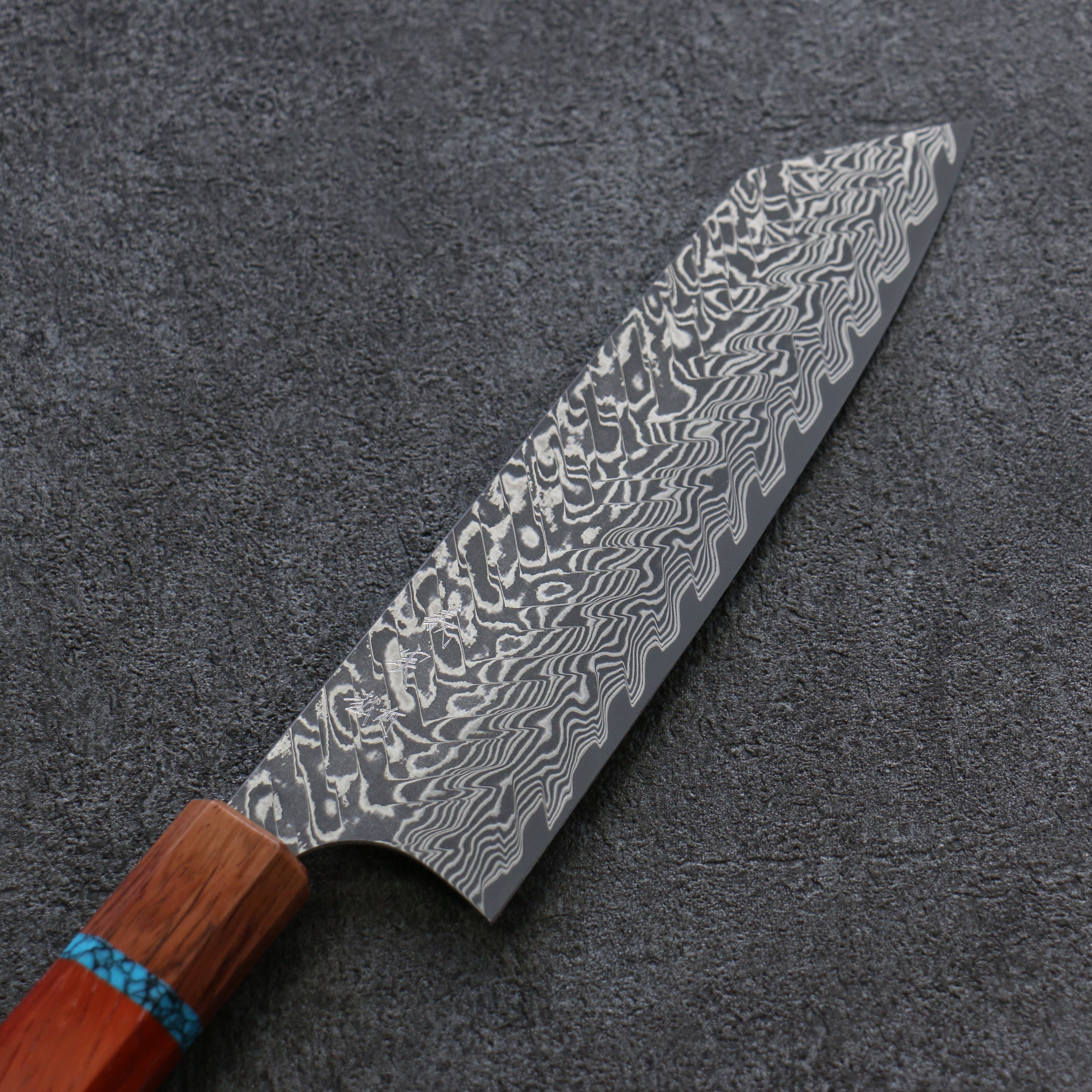 Yoshimi Kato SG2 Damascus Bunka 170mm Padoauk(Turquoise Ring) Handle - Seisuke Knife