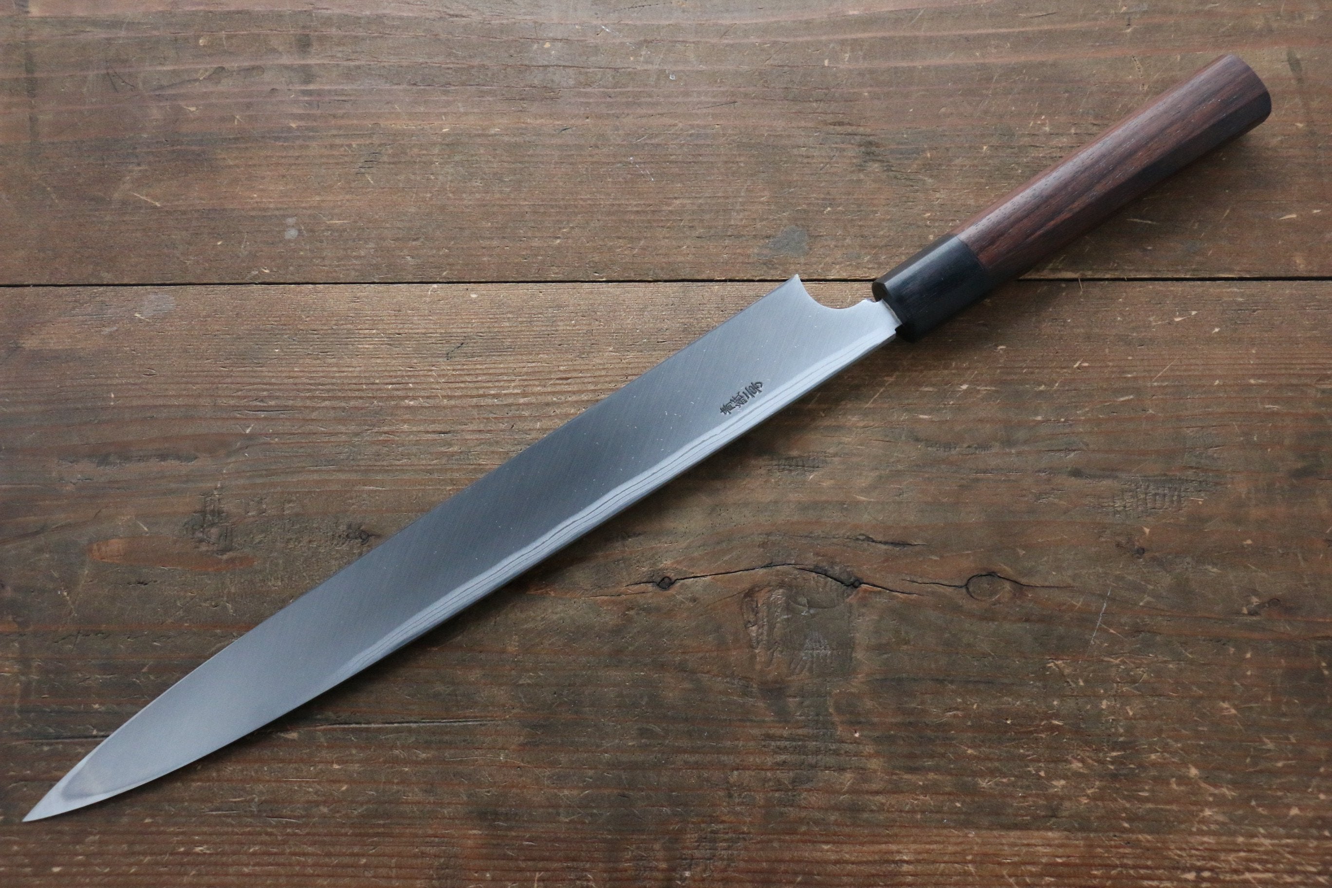 [Left Handed] Hideo Kitaoka Blue Steel No.2 Damascus Yanagiba 300mm with Shitan Handle - Seisuke Knife