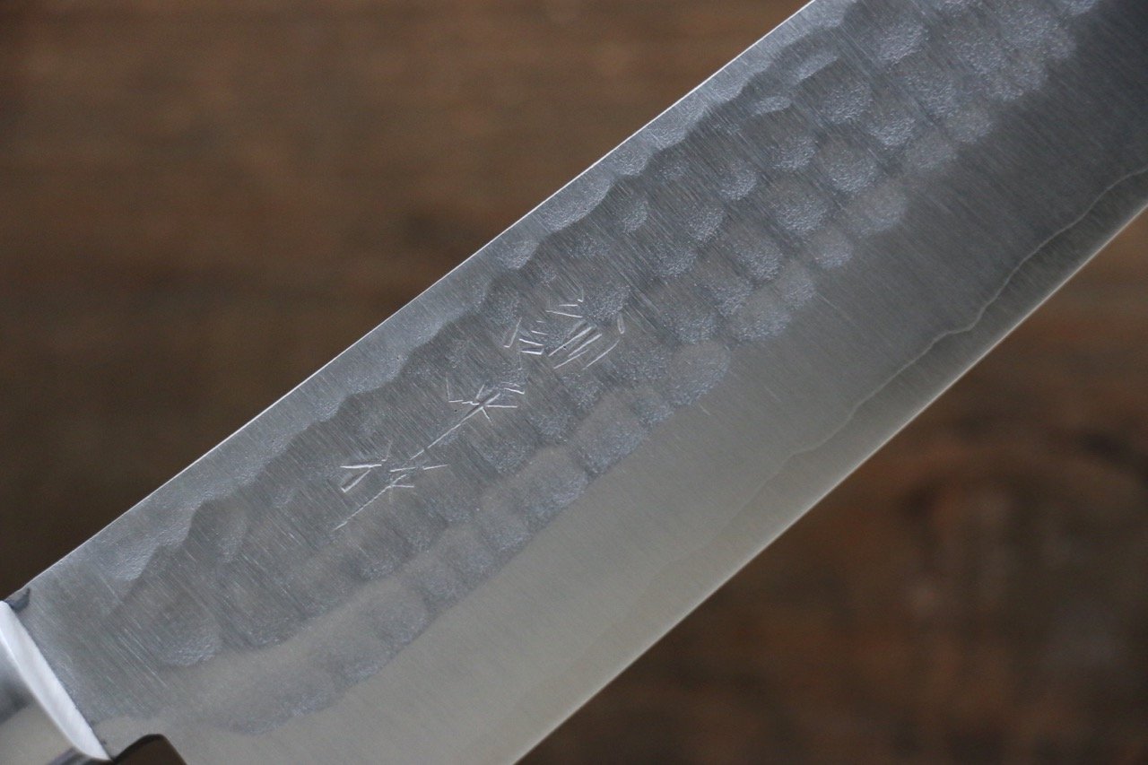 Kunihira Tanzo VG1 Hammered Santoku Japanese Chef Knife 170mm with Mahogany Handle - Seisuke Knife
