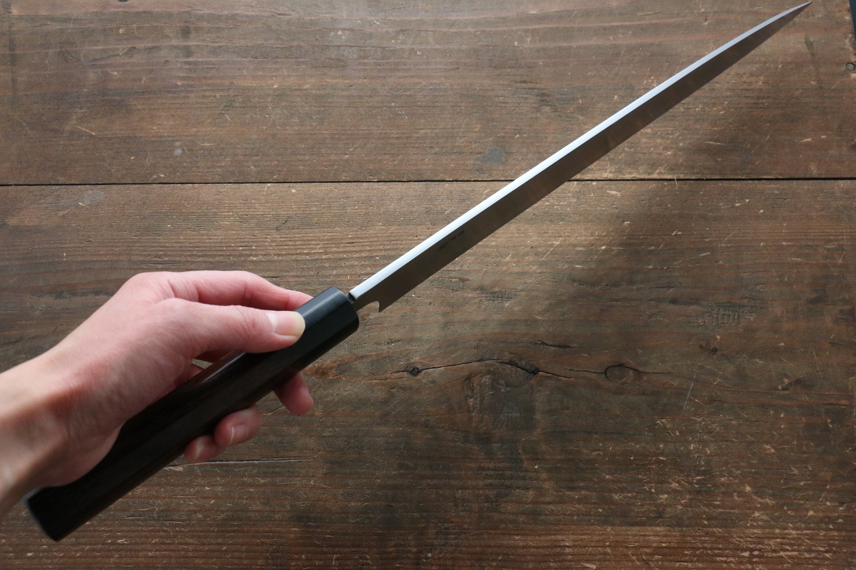 [Left Handed] Hideo Kitaoka Blue Steel No.2 Damascus Yanagiba 300mm with Shitan Handle - Seisuke Knife