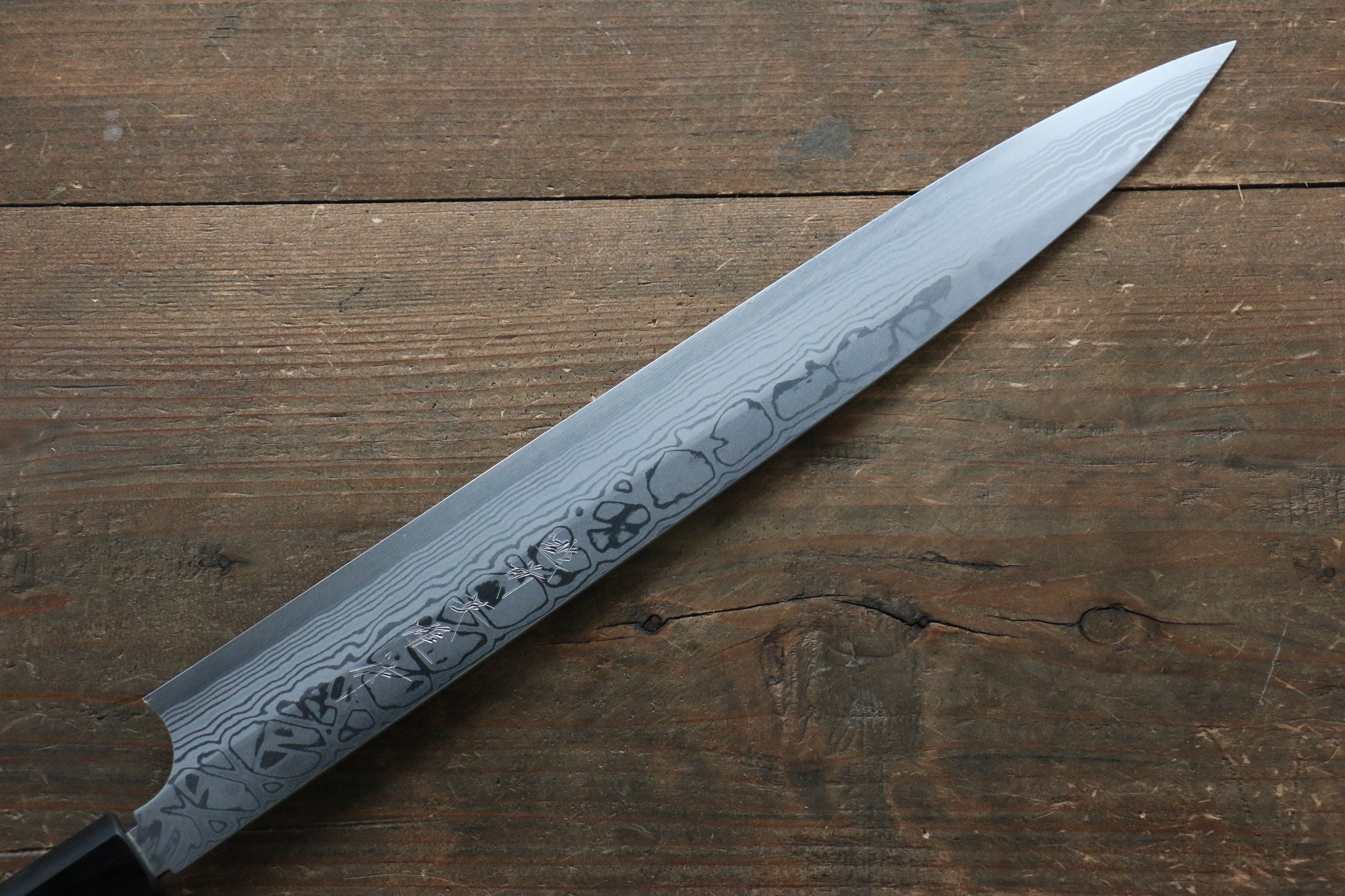 [Left Handed] Hideo Kitaoka Blue Steel No.2 Damascus Yanagiba 300mm with Shitan Handle - Seisuke Knife