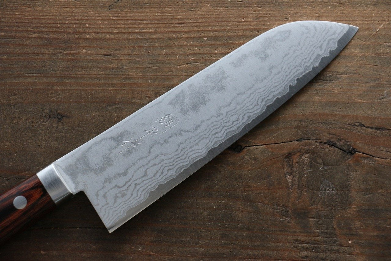 Kunihira Tanzo VG1 Damascus Santoku Japanese Chef Knife 170mm - Seisuke Knife