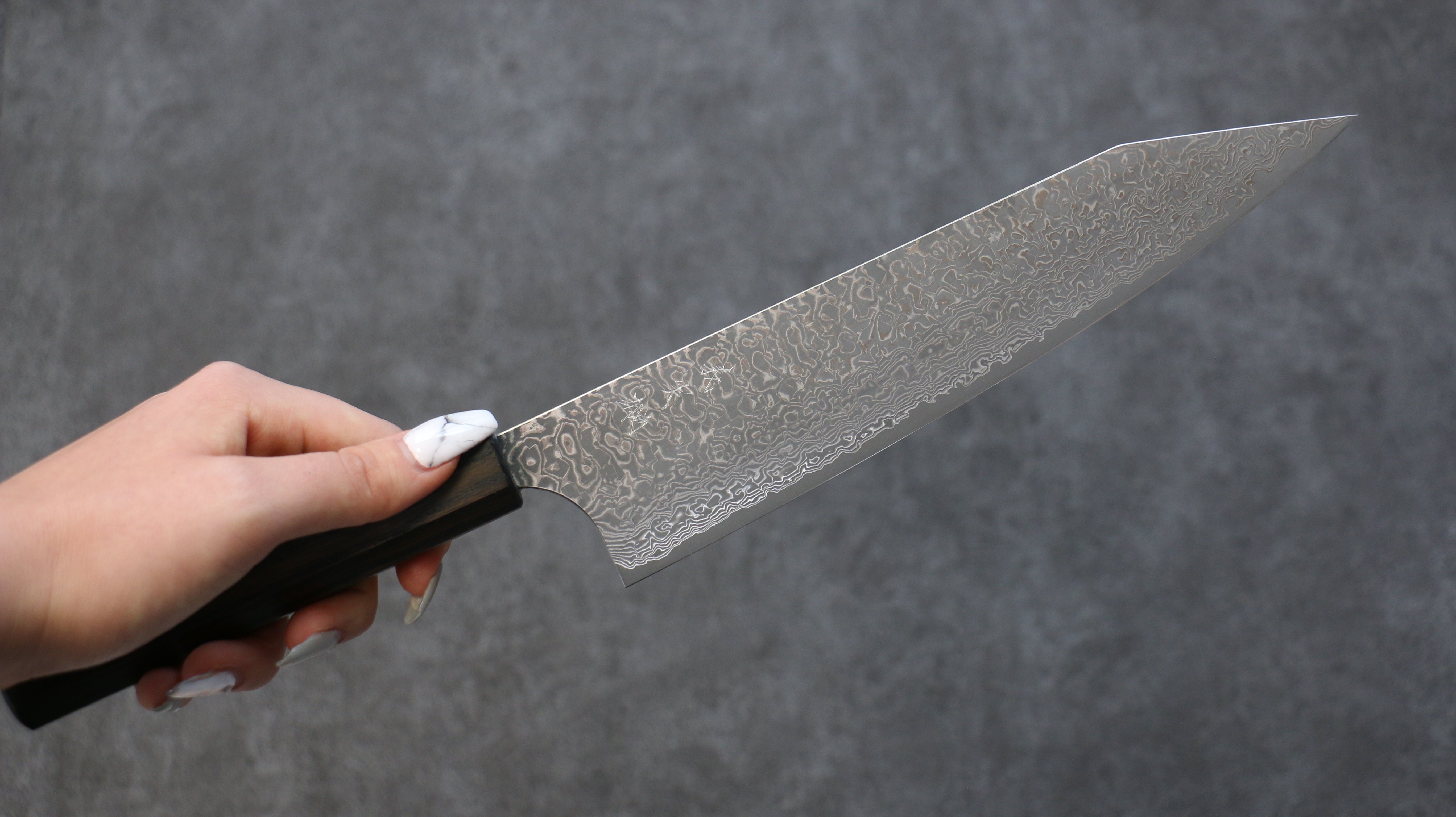 Yoshimi Kato VG10 Damascus Kiritsuke Gyuto 210mm Enju Lacquered(Black��� Handle - Seisuke Knife