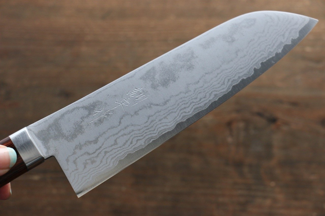 Kunihira Tanzo VG1 Damascus Santoku Japanese Chef Knife 170mm - Seisuke Knife