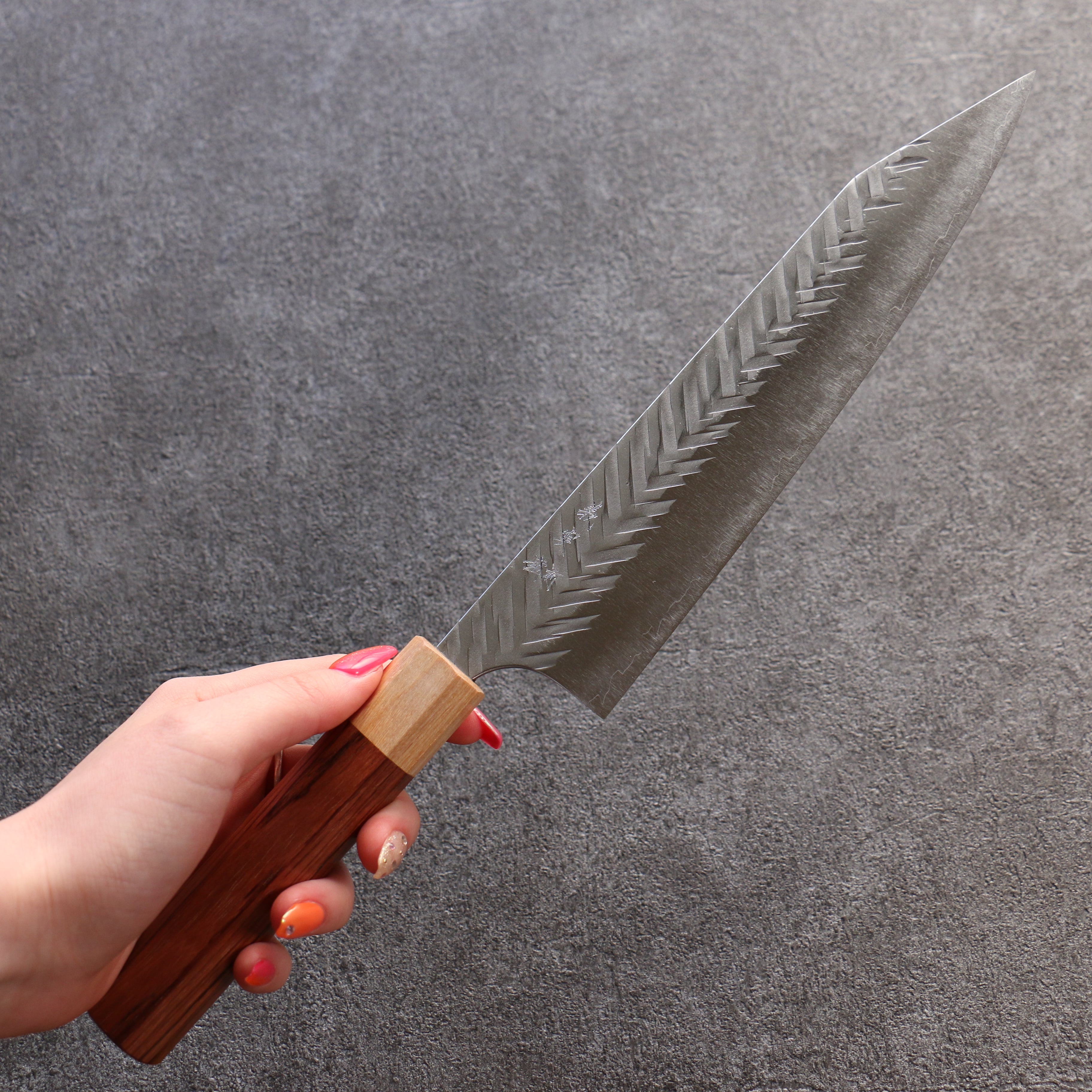 Yoshimi Kato SG2 Hammered ( V ) Gyuto 210mm Honduras Handle - Seisuke Knife