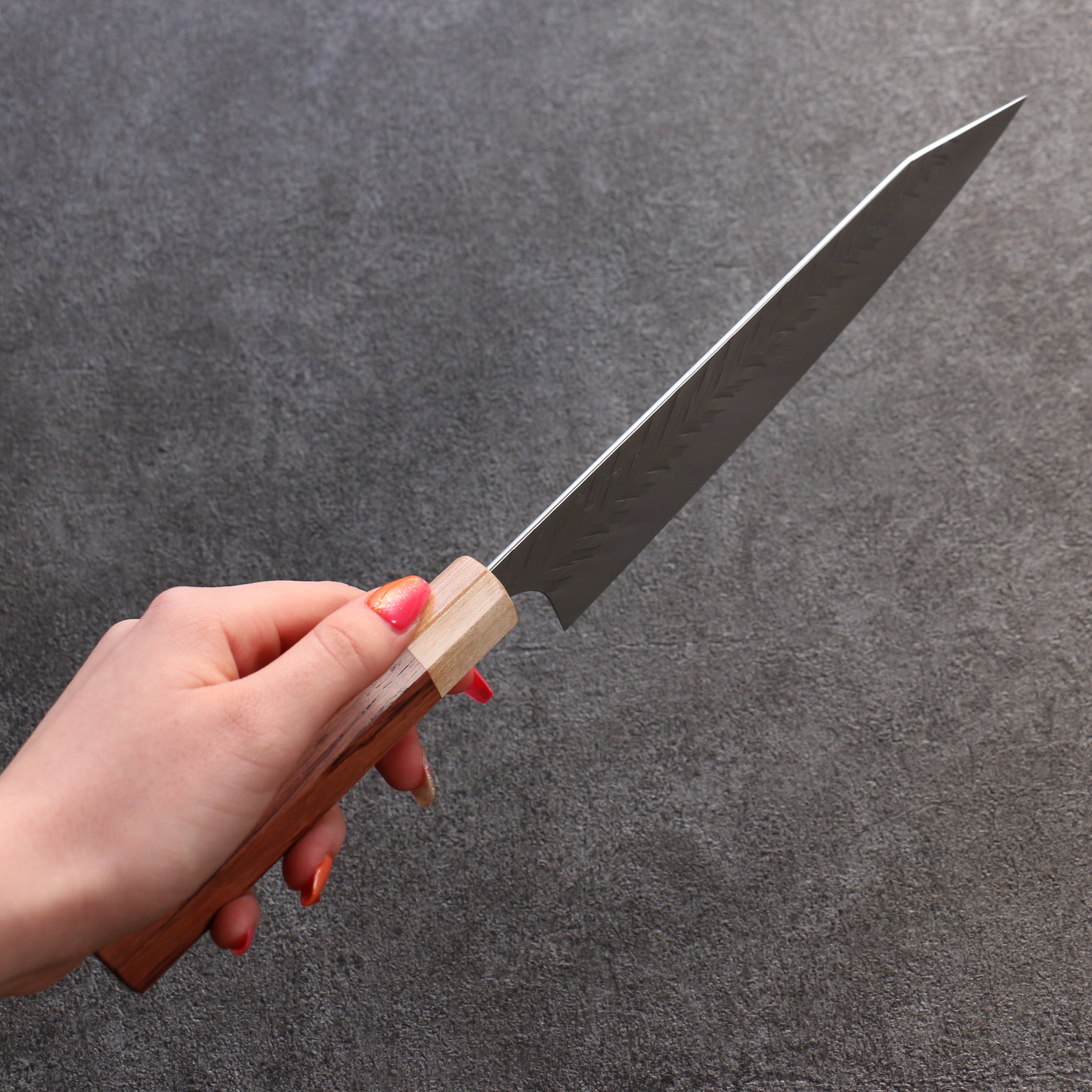 Yoshimi Kato SG2 Hammered ( V ) Gyuto 210mm Honduras Handle - Seisuke Knife