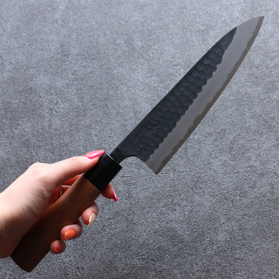 Nao Yamamoto Blue Steel Kurouchi Hammered(Maru) Gyuto 180mm Walnut Handle - Seisuke Knife