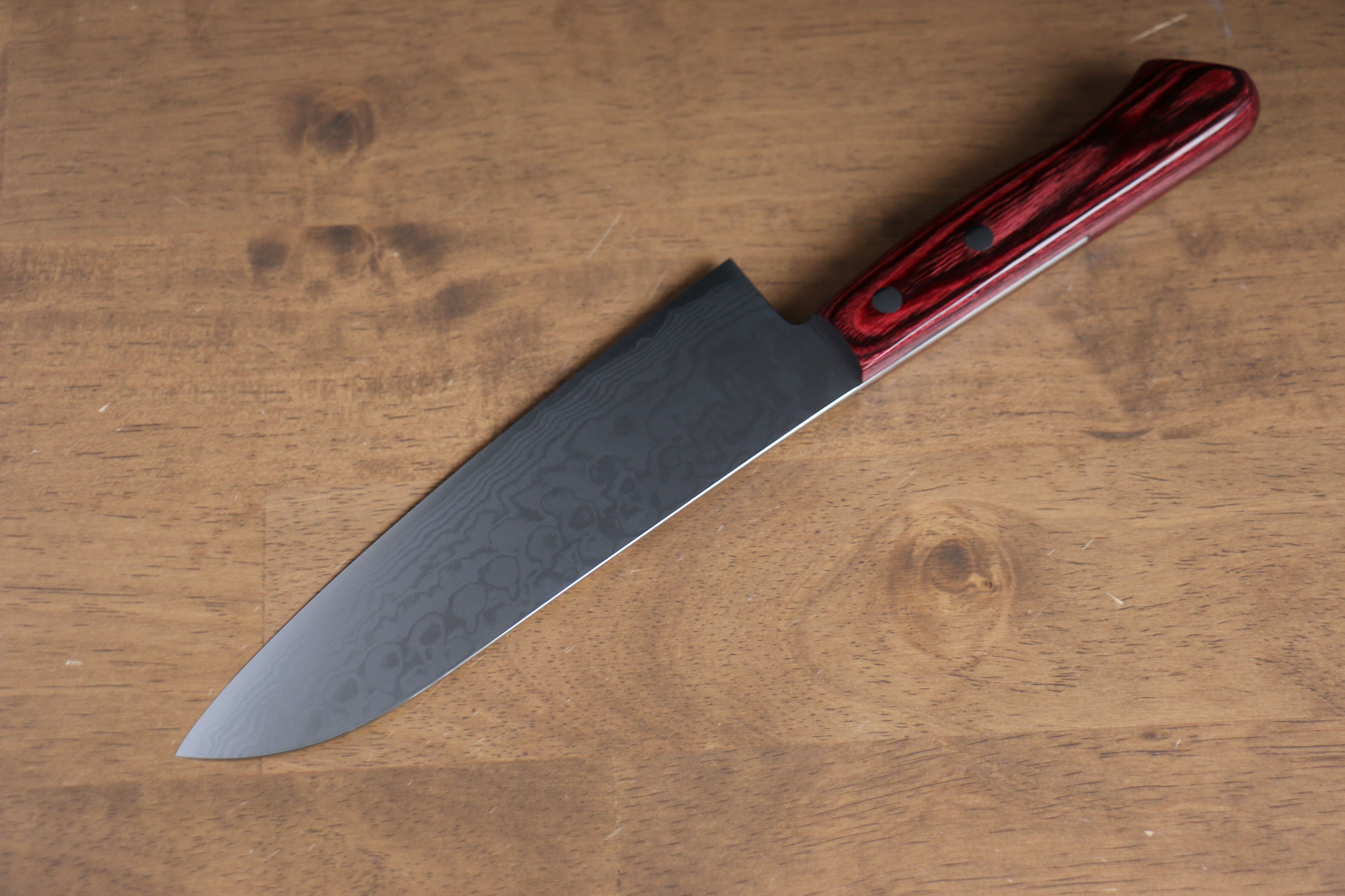 Anryu VG10 Damascus Santoku  170mm Red Pakka wood Handle - Seisuke Knife