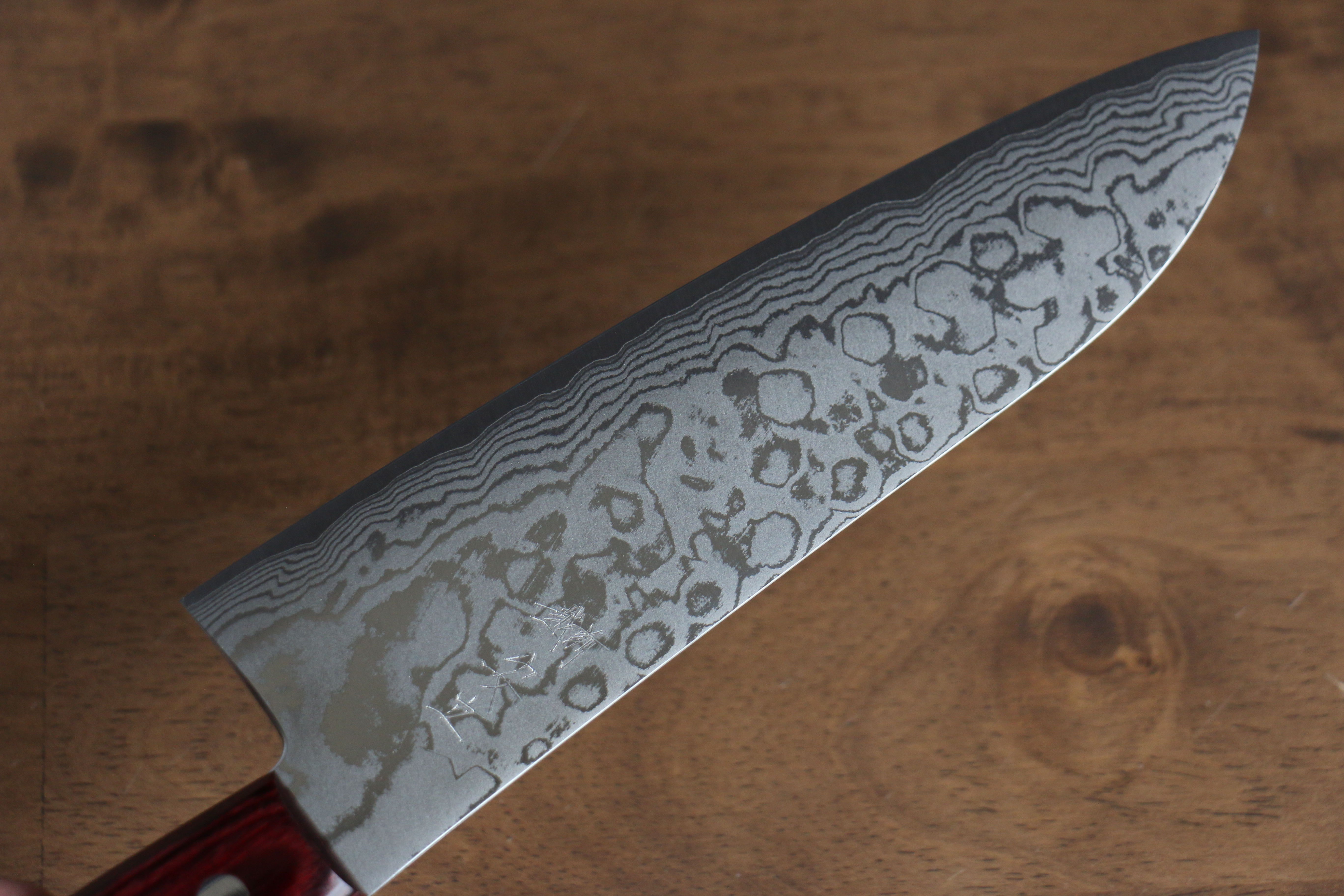 Anryu VG10 Damascus Santoku  170mm Red Pakka wood Handle - Seisuke Knife