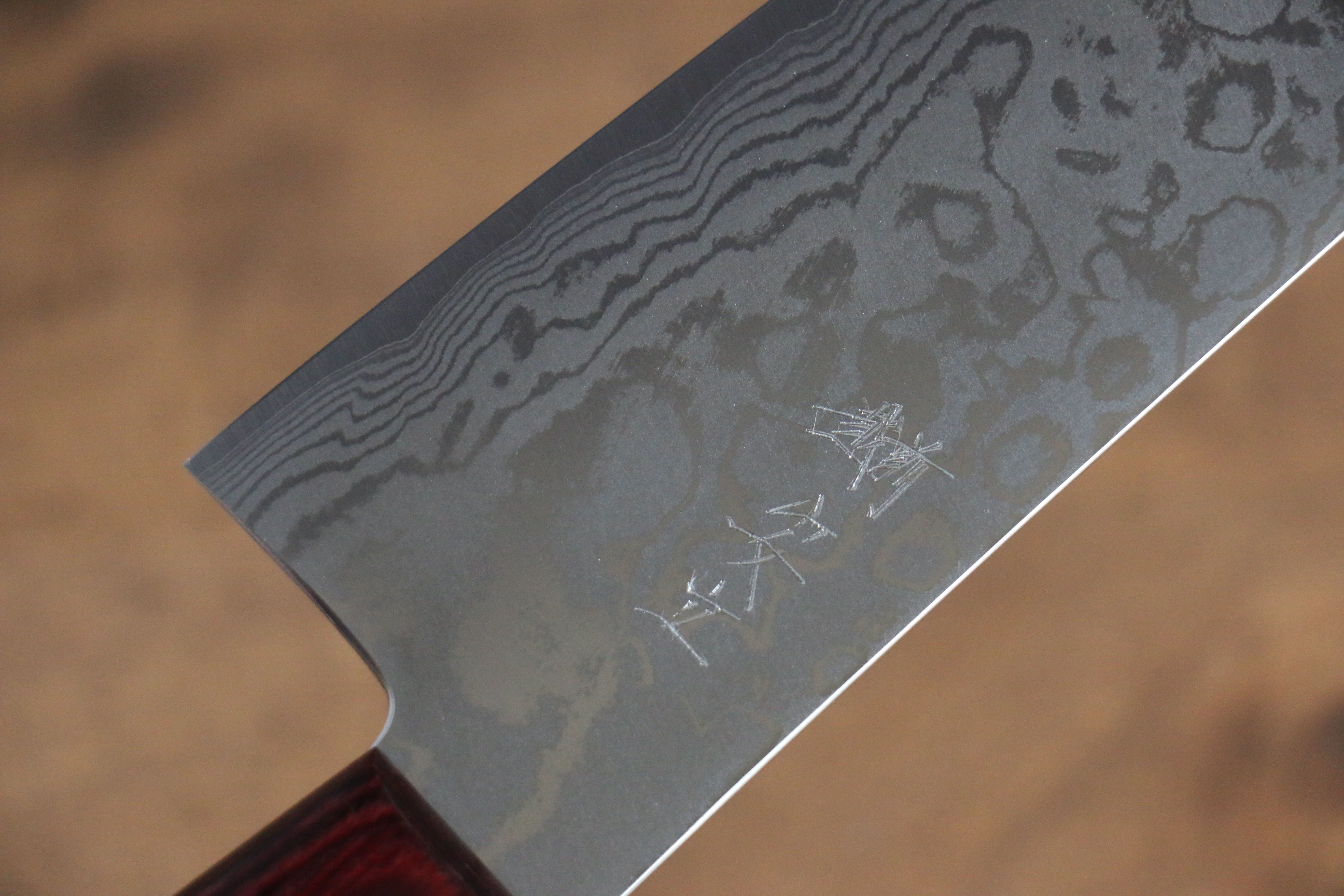 Anryu VG10 Damascus Santoku  170mm Red Pakka wood Handle - Seisuke Knife