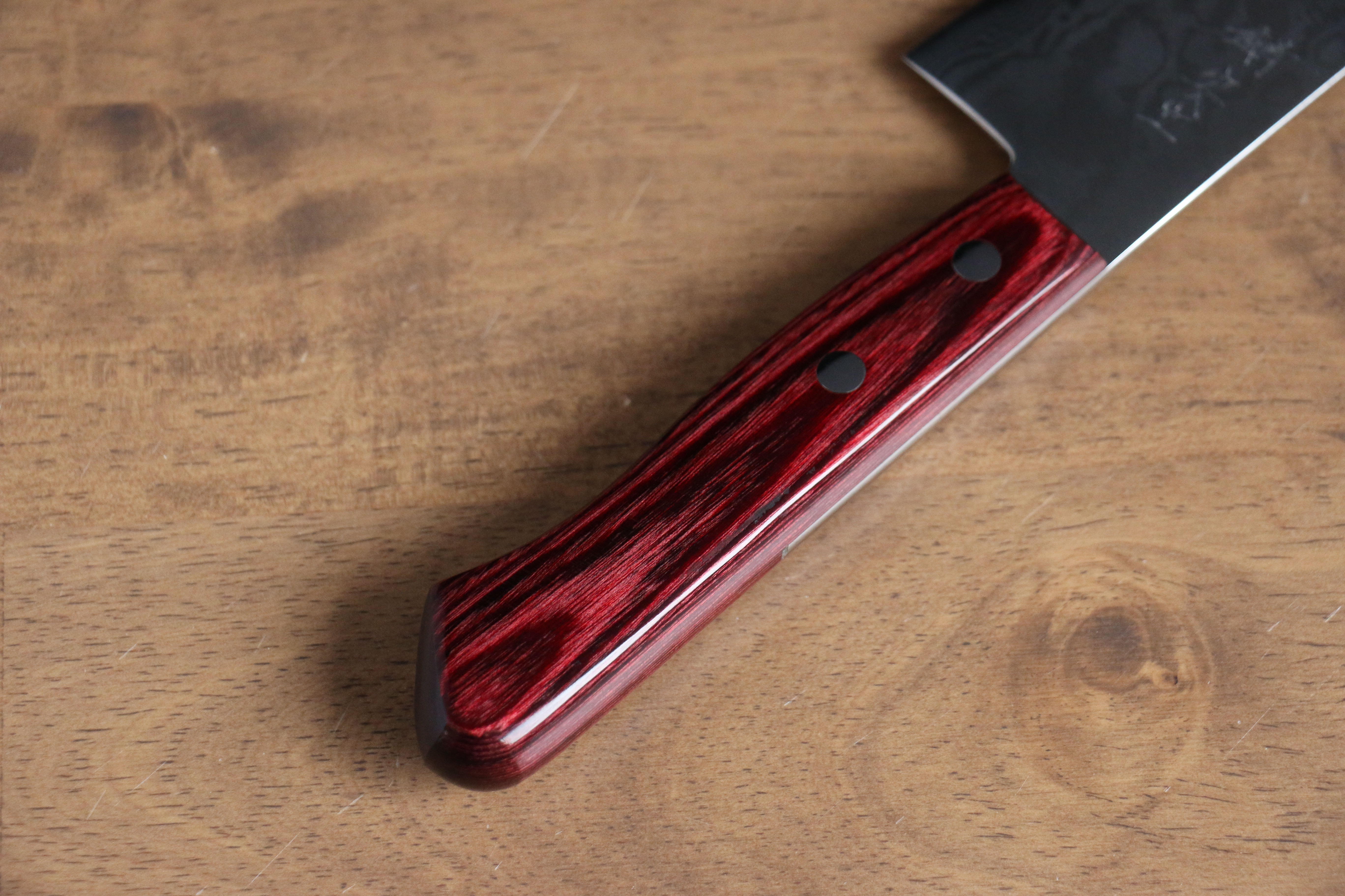 Anryu VG10 Damascus Santoku  170mm Red Pakka wood Handle - Seisuke Knife
