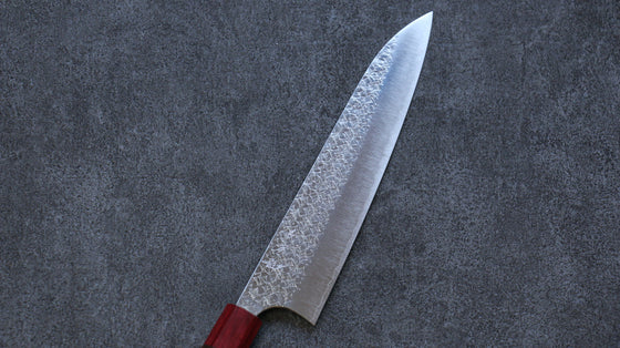 Yoshimi Kato Minamo SG2 Hammered Gyuto 210mm Shitan (ferrule: Red Pakka wood) Handle - Seisuke Knife