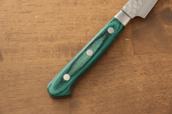 Sakai Takayuki VG10 17 Layer Damascus Petty-Utility 80mm Green Pakka wood Handle - Seisuke Knife