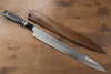 Yu Kurosaki Blue Steel No.2 Mirrored Finish Yanagiba 330mm Ebony with Double Water Buffalo Ring Handle with Sheath - Seisuke Knife