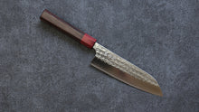  Yoshimi Kato Minamo SG2 Hammered Santoku 165mm Shitan (ferrule: Red Pakka wood) Handle - Seisuke Knife