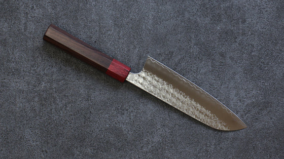 Yoshimi Kato Minamo SG2 Hammered Santoku 165mm Shitan (ferrule: Red Pakka wood) Handle - Seisuke Knife