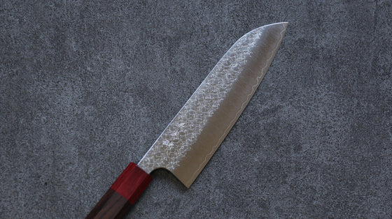 Yoshimi Kato Minamo SG2 Hammered Santoku 165mm Shitan (ferrule: Red Pakka wood) Handle - Seisuke Knife