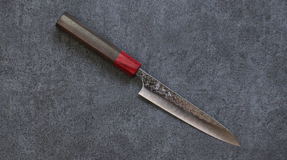 Yoshimi Kato Minamo SG2 Hammered Petty-Utility 150mm Shitan (ferrule: Red Pakka wood) Handle - Seisuke Knife