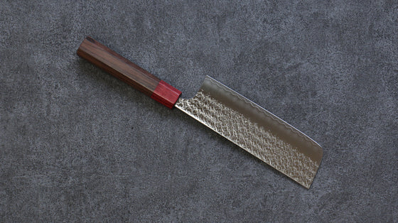 Yoshimi Kato Minamo SG2 Hammered Nakiri 165mm Shitan (ferrule: Red Pakka wood) Handle - Seisuke Knife