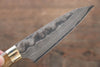 Takeshi Saji VG10 Black Damascus Petty-Utility  90mm Brown Deer Horn Handle - Seisuke Knife - Slide 10