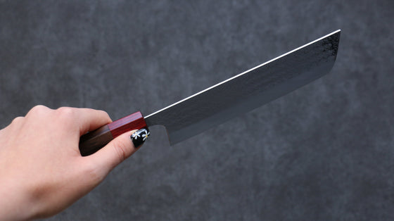 Yoshimi Kato Minamo SG2 Hammered Nakiri 165mm Shitan (ferrule: Red Pakka wood) Handle - Seisuke Knife