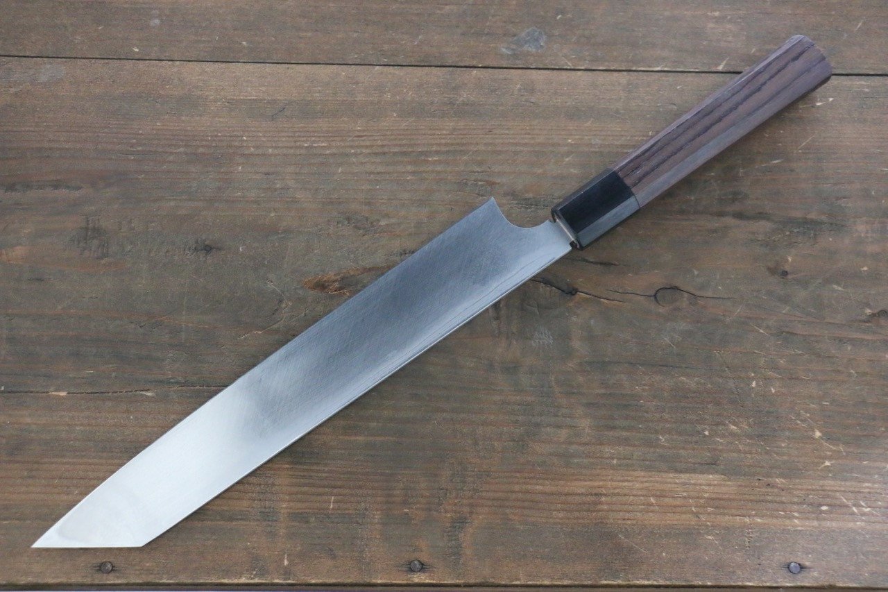 [Left Handed] Hideo Kitaoka White Steel No.2 Damascus Kiritsuke Yanagiba Japanese Chef Knife 240mm - Seisuke Knife
