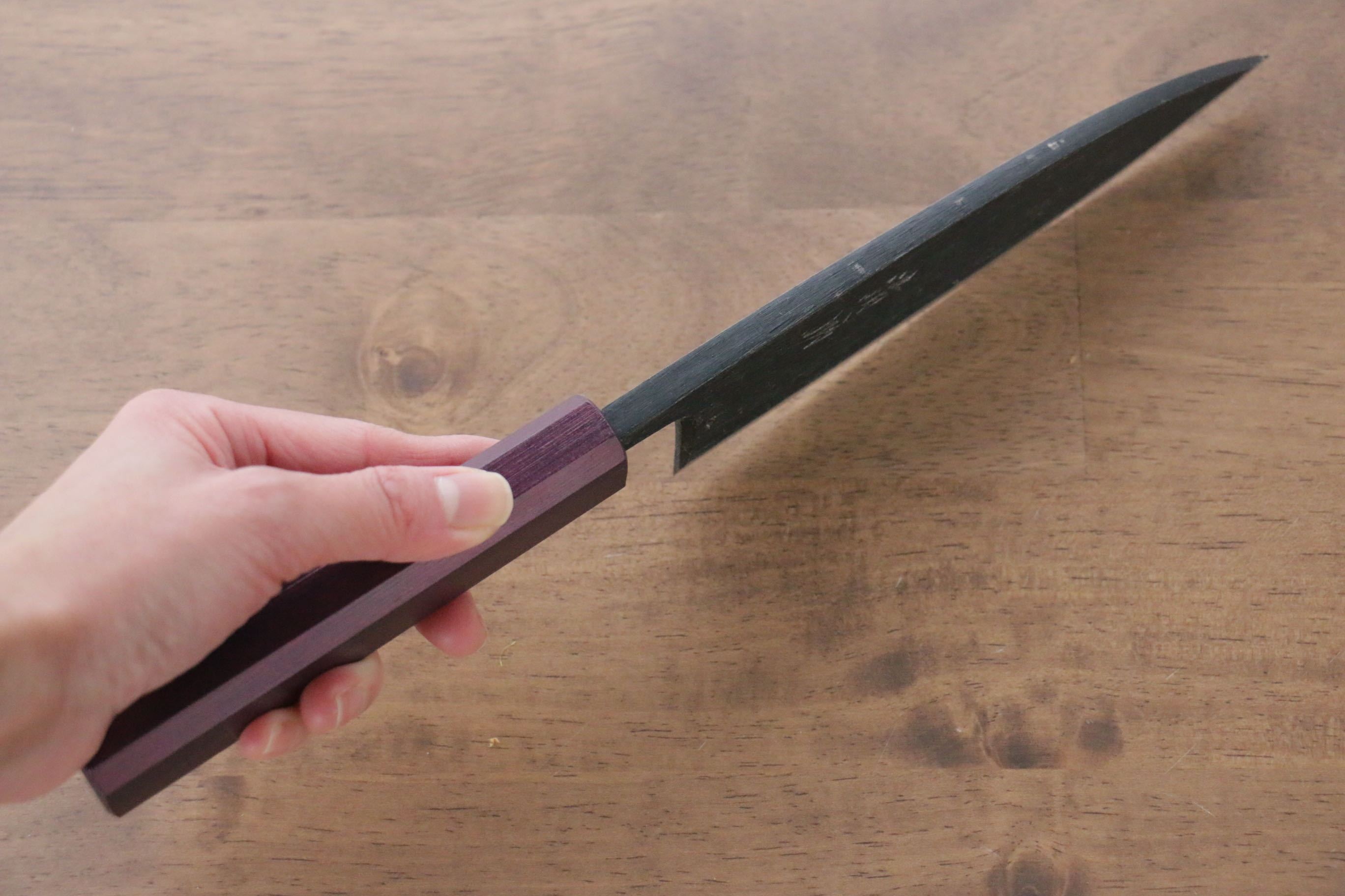 Seisuke White Steel No.2 Kurouchi Deba 165mm Purple Lacquered Handle - Seisuke Knife