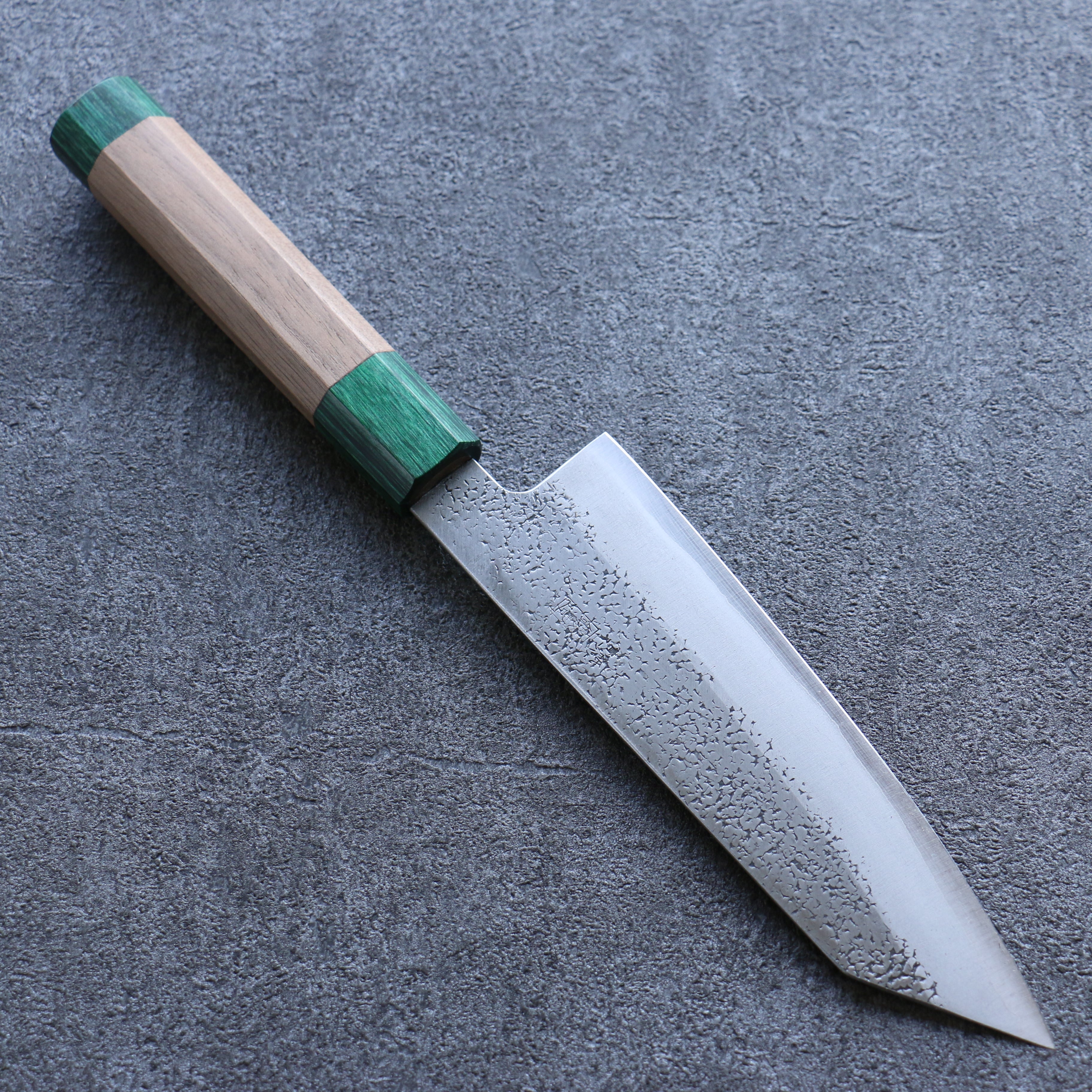 Seisuke Blue Super Hammered Bunka 165mm Walnut (With Double Green Pakka wood) Handle - Seisuke Knife