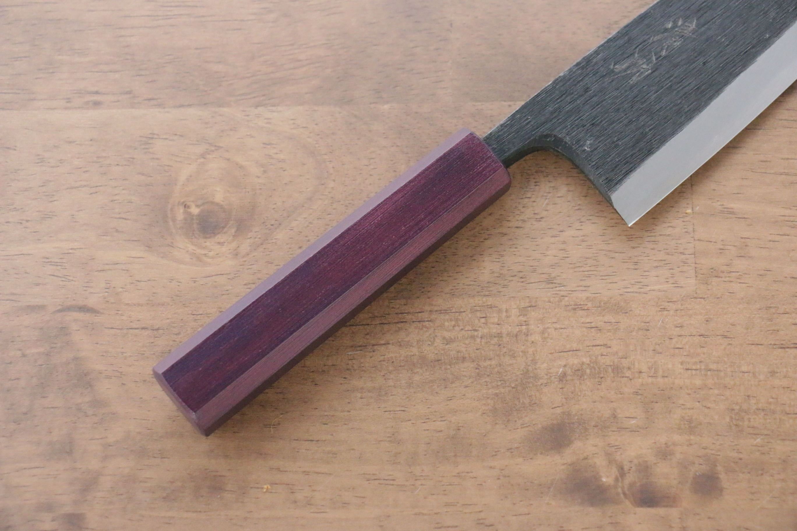 Seisuke White Steel No.2 Kurouchi Deba 165mm Purple Lacquered Handle - Seisuke Knife