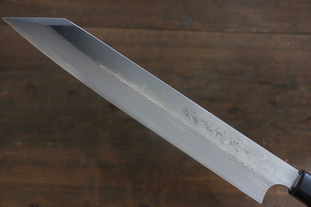 [Left Handed] Hideo Kitaoka White Steel No.2 Damascus Kiritsuke Yanagiba Japanese Chef Knife 240mm - Seisuke Knife