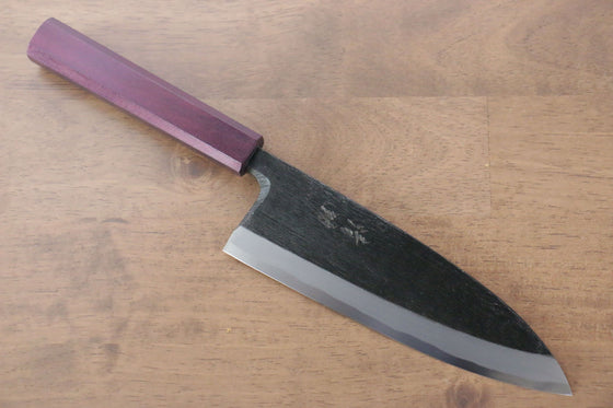 Seisuke White Steel No.2 Kurouchi Deba 180mm Purple Lacquered Handle - Seisuke Knife