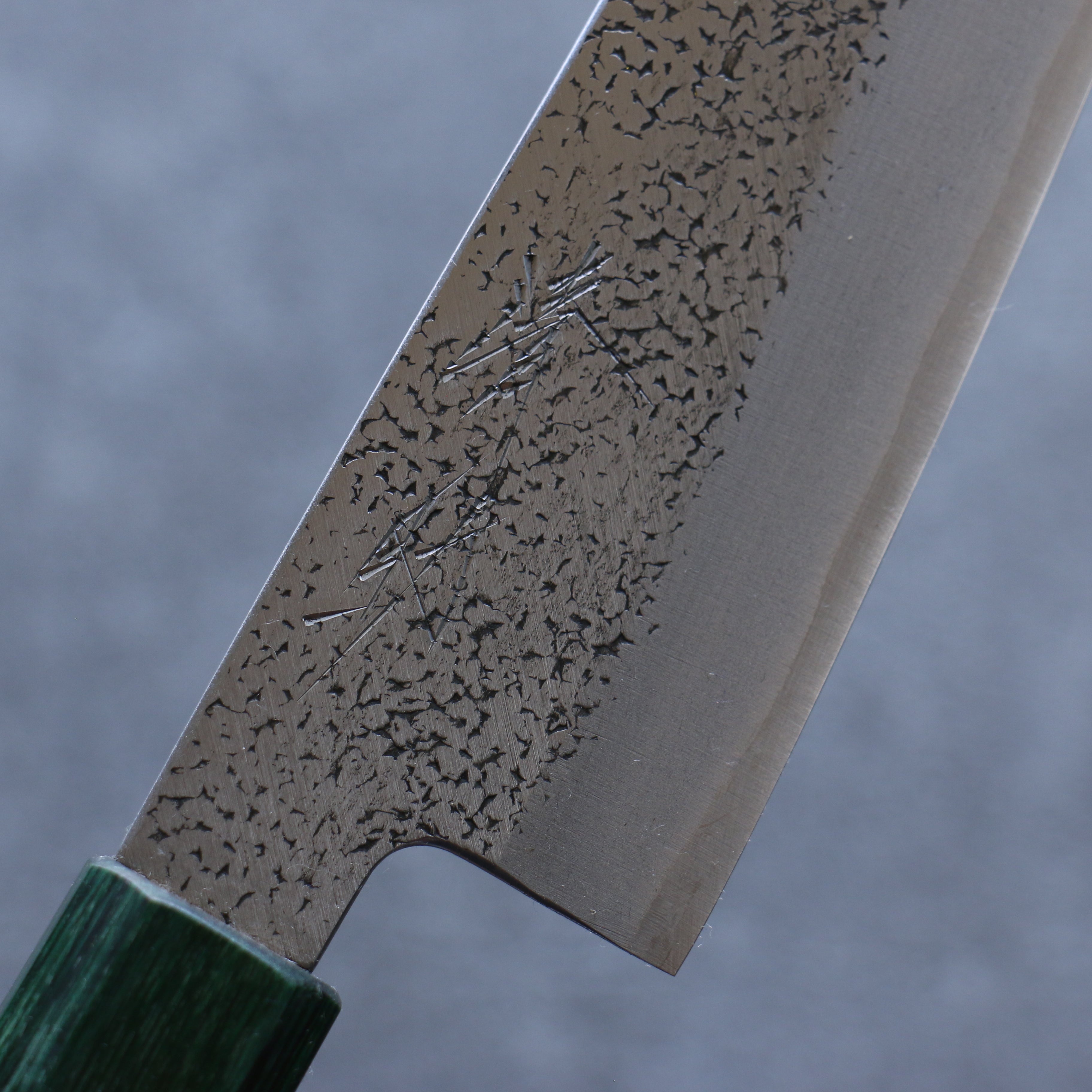 Seisuke Blue Super Hammered Bunka 165mm Walnut (With Double Green Pakka wood) Handle - Seisuke Knife