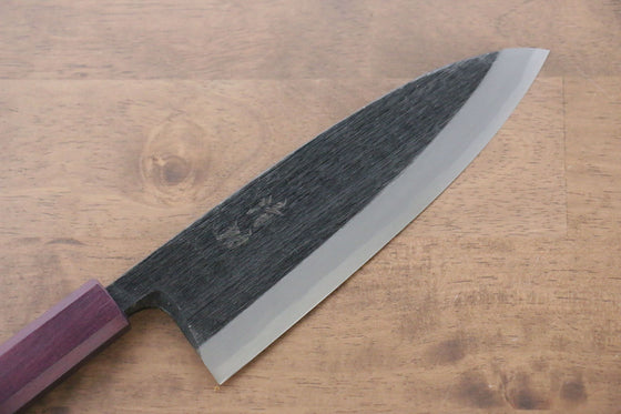 Seisuke White Steel No.2 Kurouchi Deba 180mm Purple Lacquered Handle - Seisuke Knife