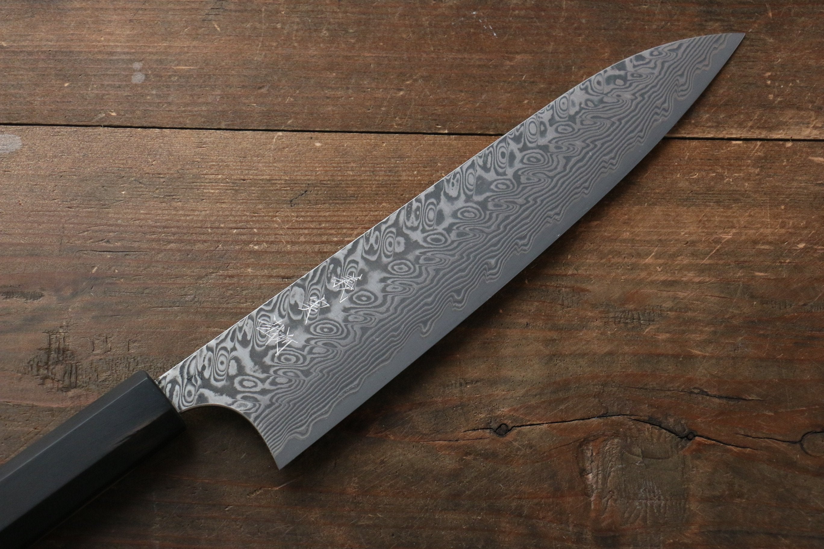Yoshimi Kato SG2 Damascus Gyuto 210mm with Black Persimmon Handle A - Seisuke Knife