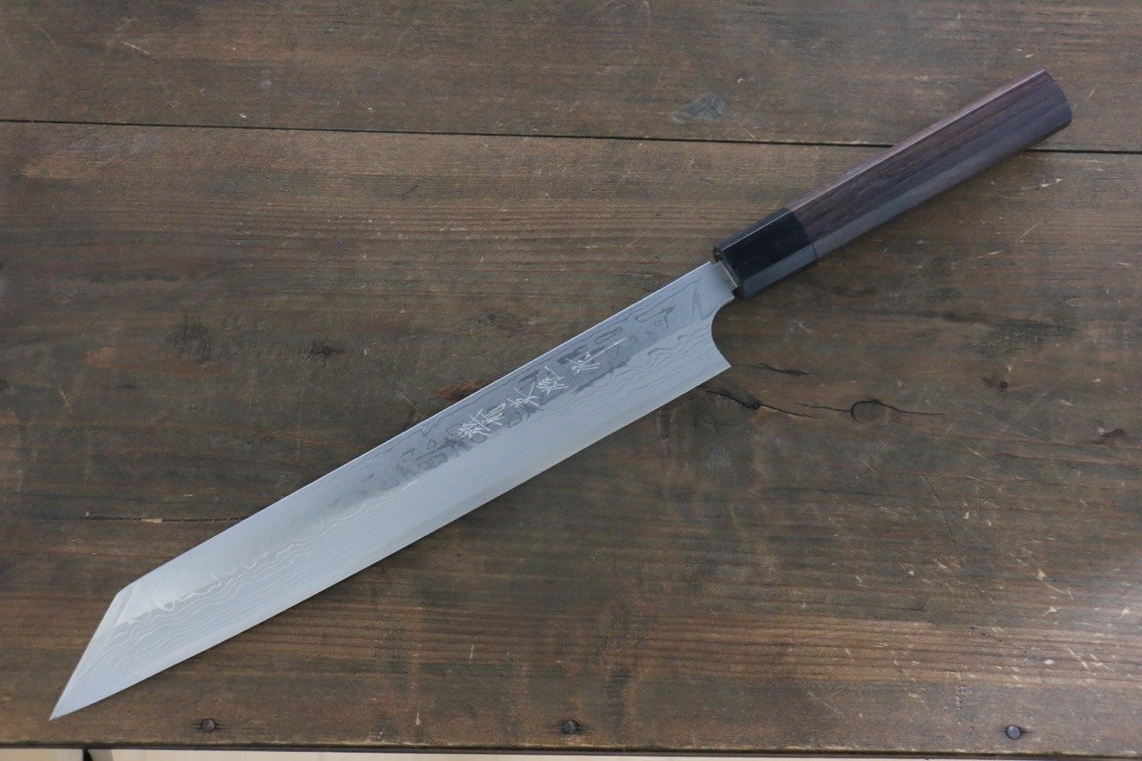 [Left Handed] Hideo Kitaoka White Steel No.2 Damascus Kiritsuke Yanagiba Japanese Chef Knife 270mm - Seisuke Knife