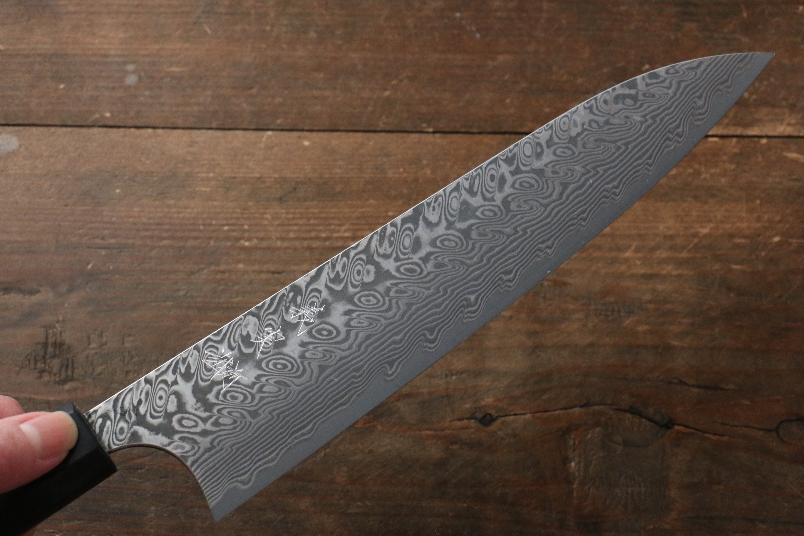 Yoshimi Kato SG2 Damascus Gyuto 210mm with Black Persimmon Handle A - Seisuke Knife