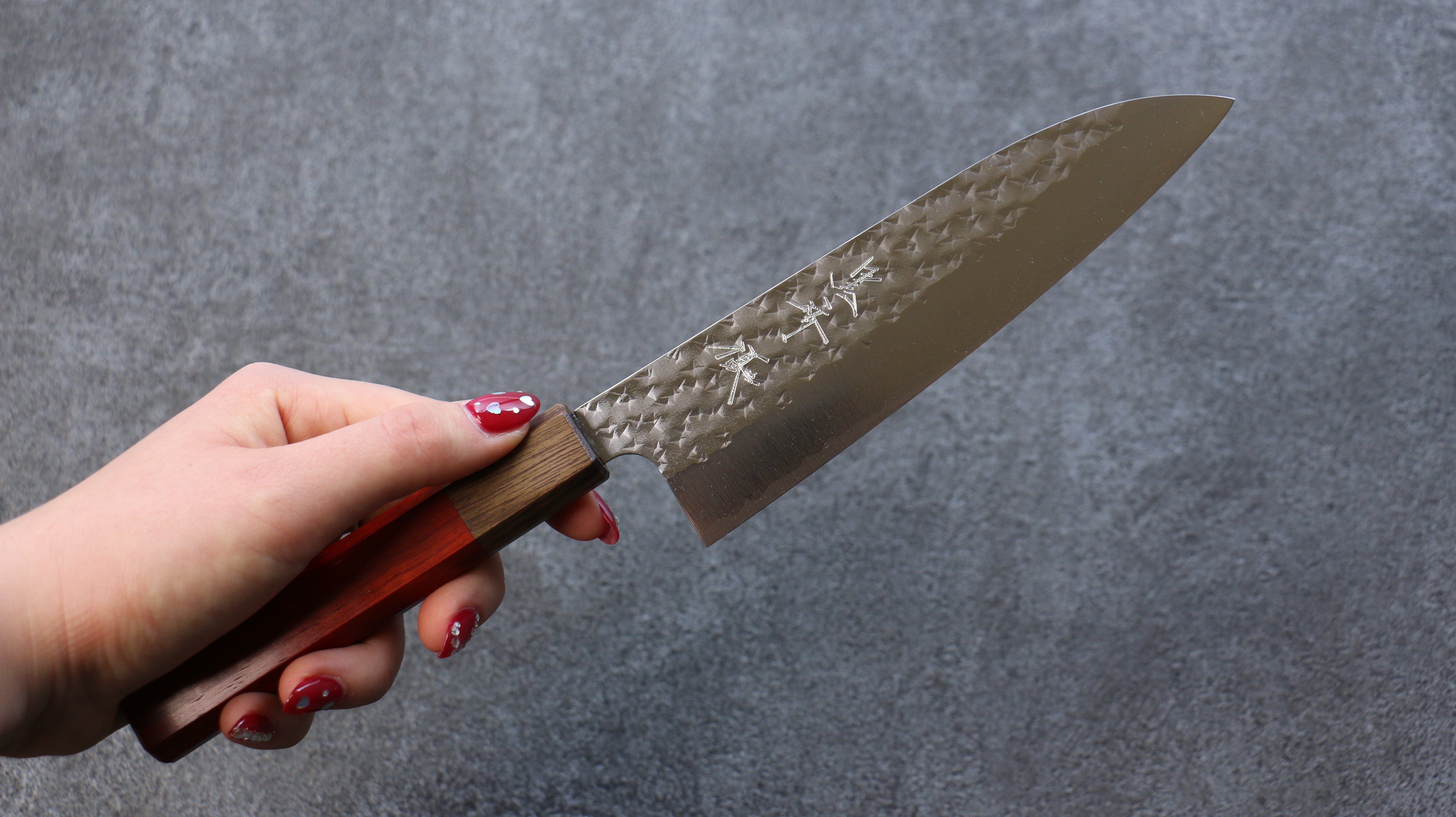 Yu Kurosaki Senko Ryu SG2 Hammered Small Santoku 150mm Padoauk Handle - Seisuke Knife
