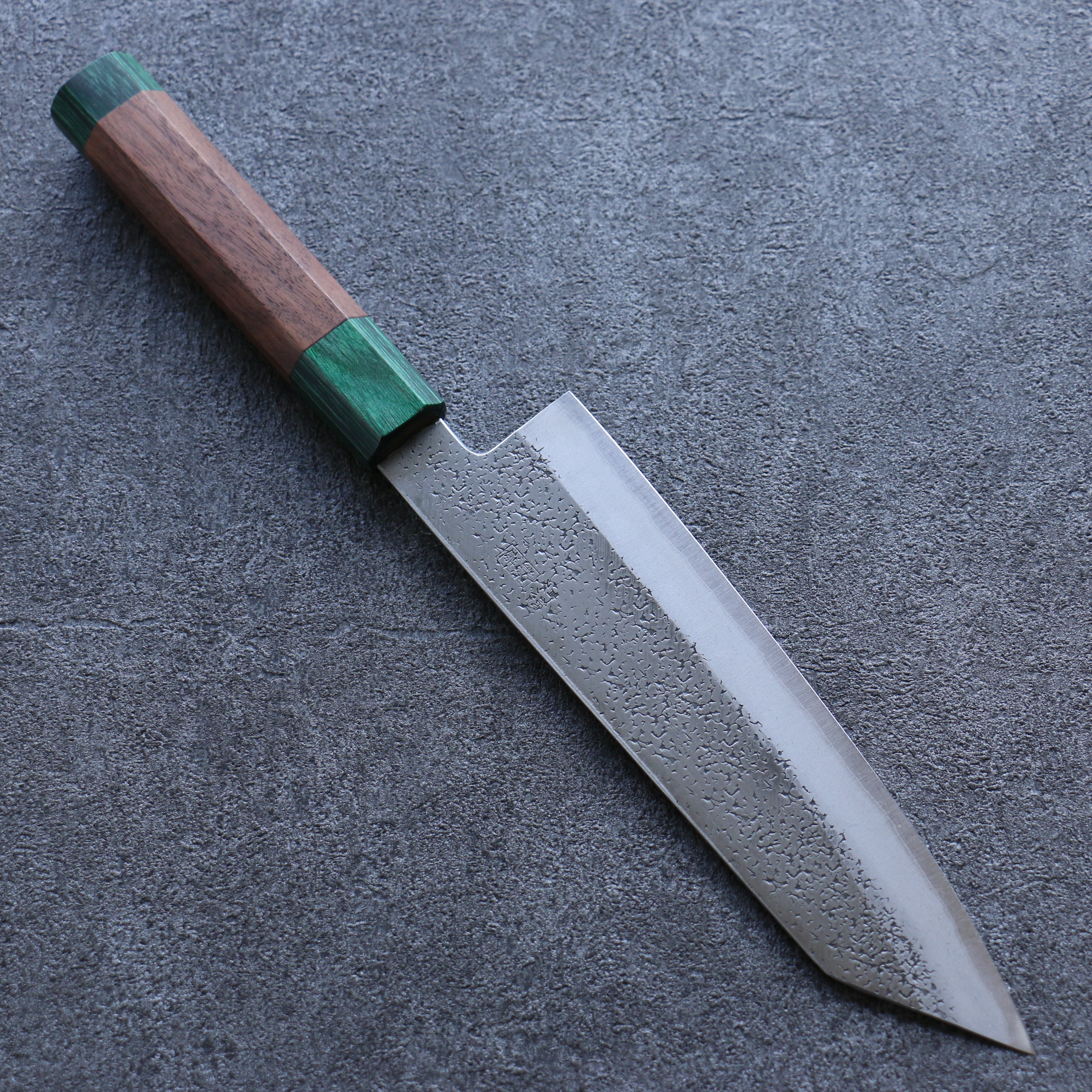 Seisuke Blue Super Hammered Bunka 185mm Walnut (With Double Green Pakka wood) Handle - Seisuke Knife